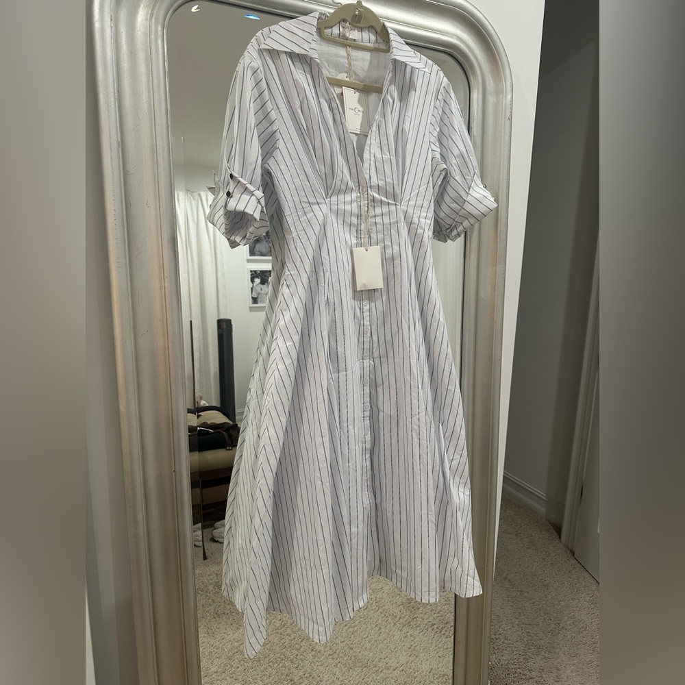 Miss Circle Cotton Poplin Pleated Midi Preppy Shirt Dress SOLD OUT ONLINE - Picture 7 of 15